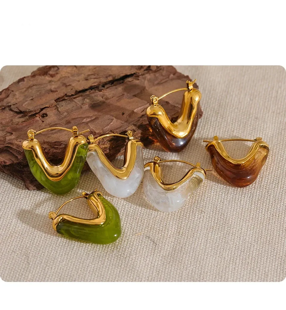 V Shape Triangle Hoop Earrings