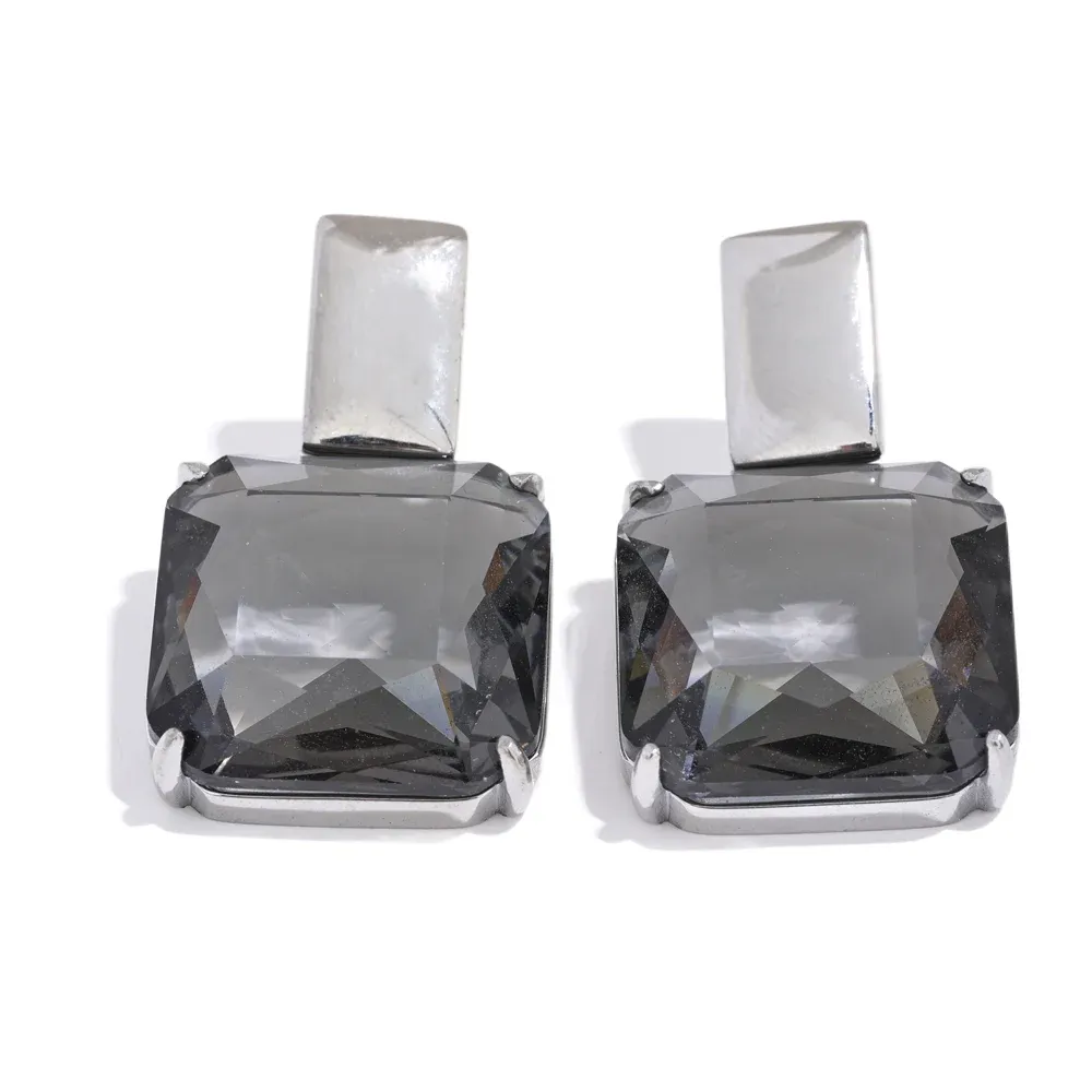 White Square Drop Dangle Earrings
