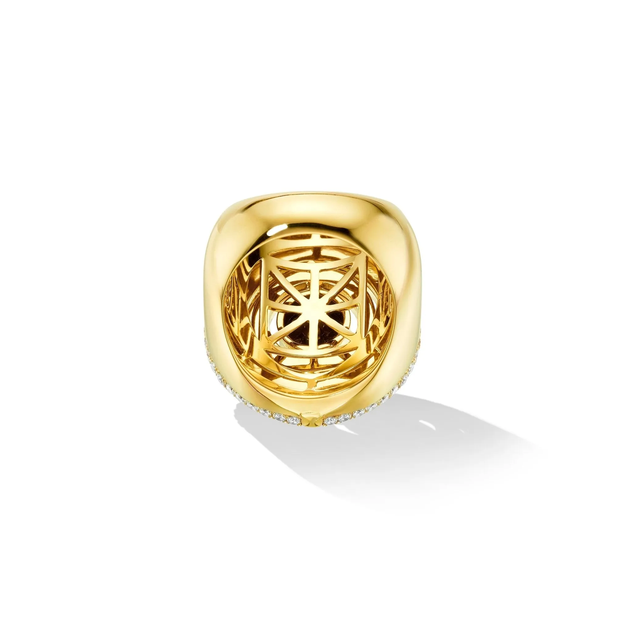 Yellow Gold Duality Cocktail Ring with Black and White Diamonds